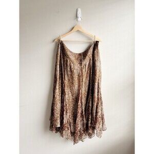 Lauren Ralph Lauren Silk Brown Paisley Print Midi Skirt Size 16W